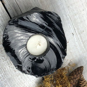 Obsidian Black Candle Holder
