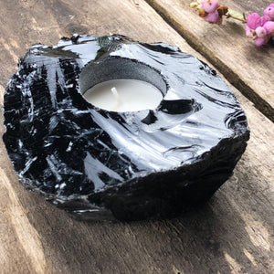 Obsidian Black Candle Holder